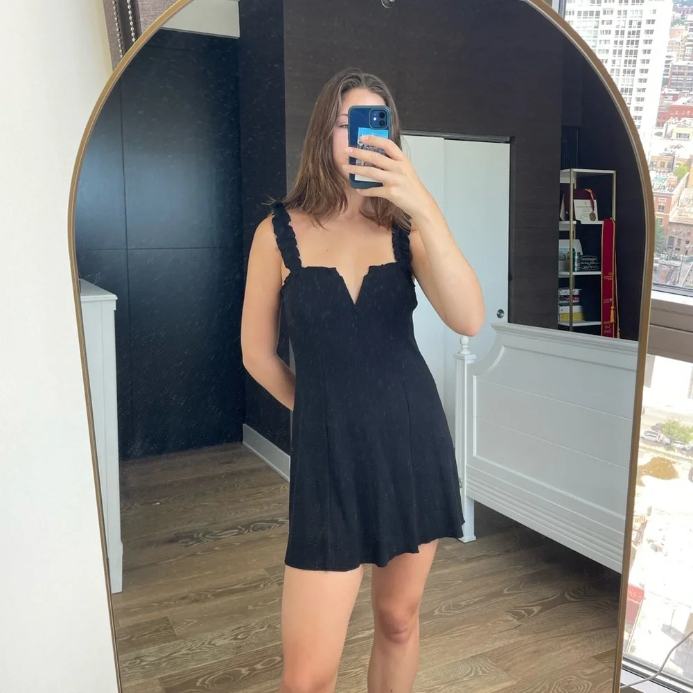 Free People Girl Crush Black Mini Slip Dress - Picture 2 of 6